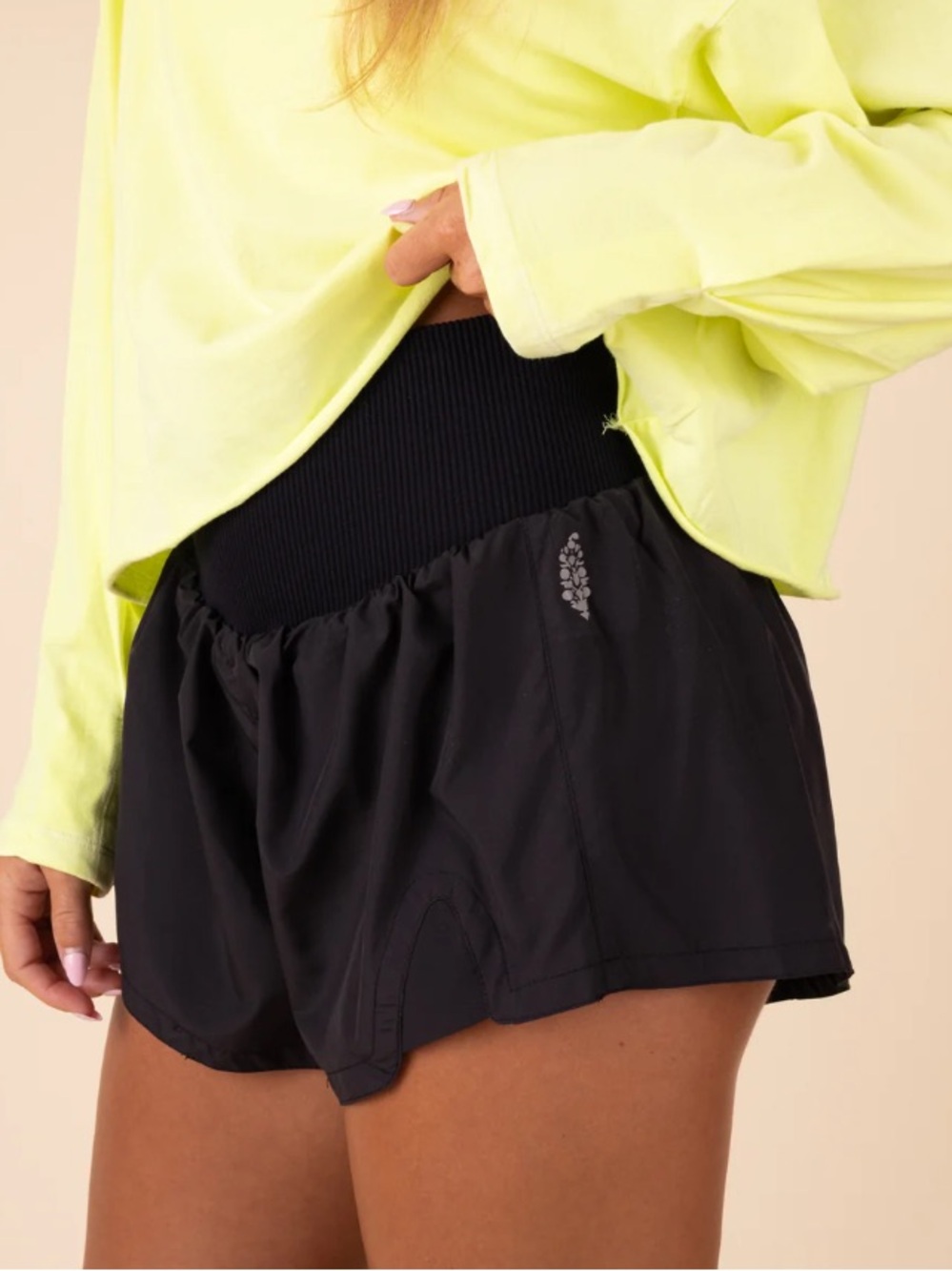 Women's Black Athletic Shorts with High Waistband
